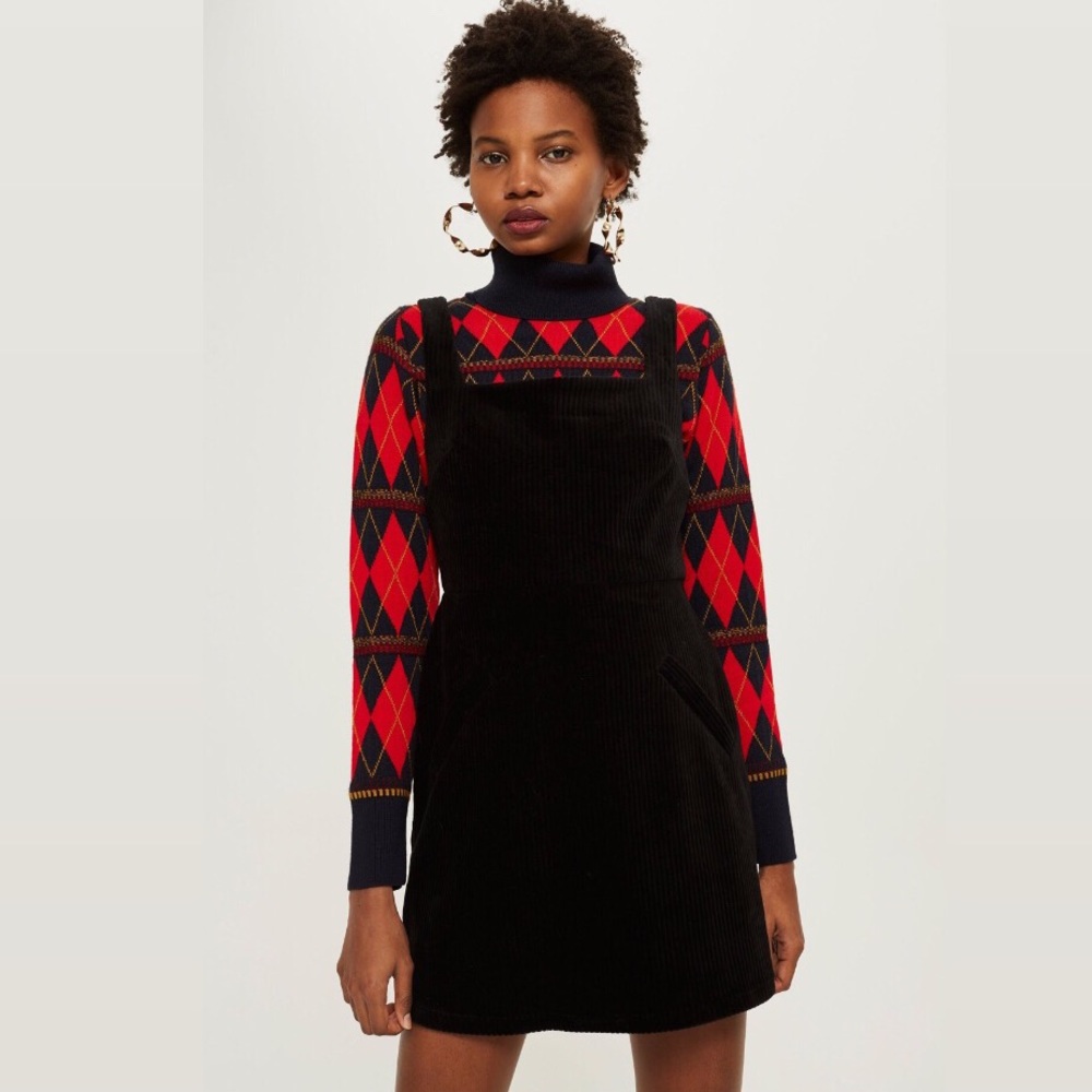 Topshop Black Corduroy Dress